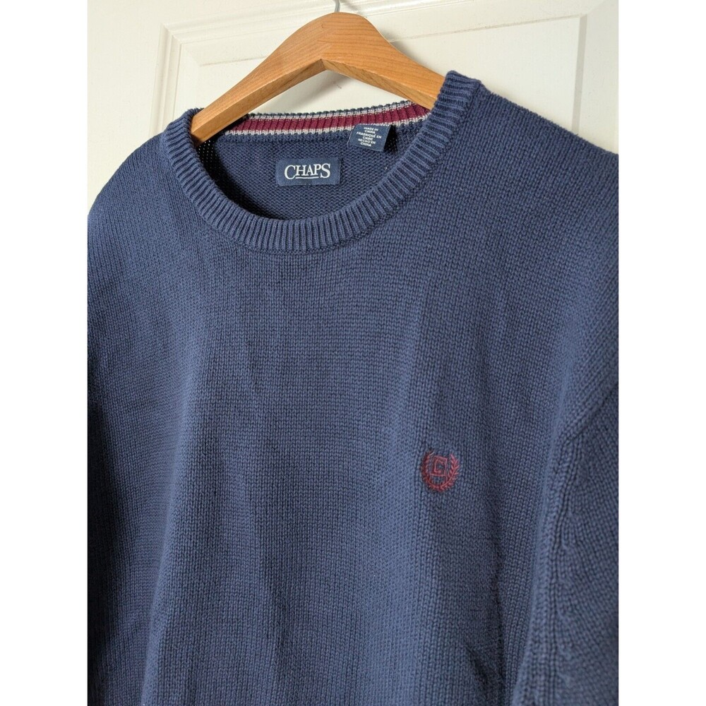 Vintage Chaps Men's Size XXL Navy Pullover Sweater Crest Preppy Classic